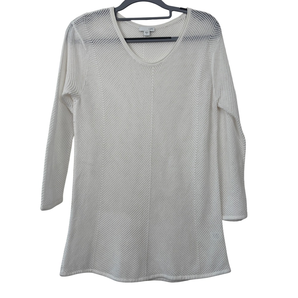 J. Jill Open Knit Mesh Tunic Swim Cover-Up Small White Excellent